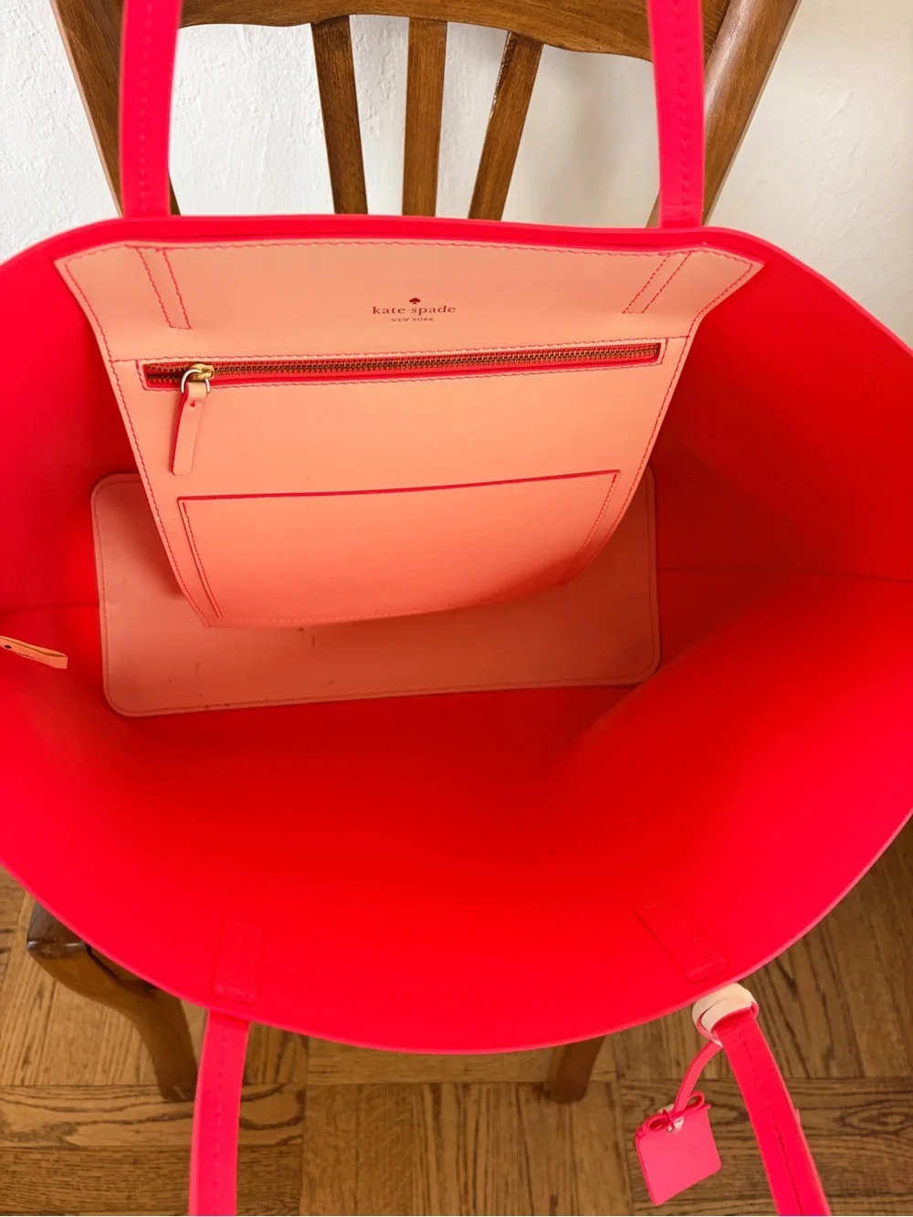 kate spade Fruit-Print Tote with Neon Pink